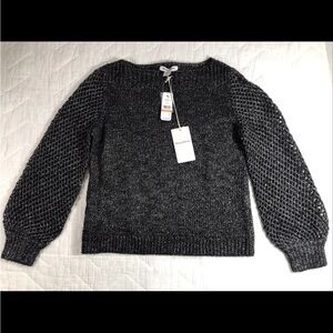 Tommy Bahama Sweater Women’s Size‎ Small Black Shimmer Balloon Sleeve Bateau NWT